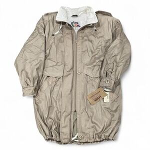 Uttex Casual Collection Anorak Jacket Y2k Beige Windbreaker Coat Womens Sz M